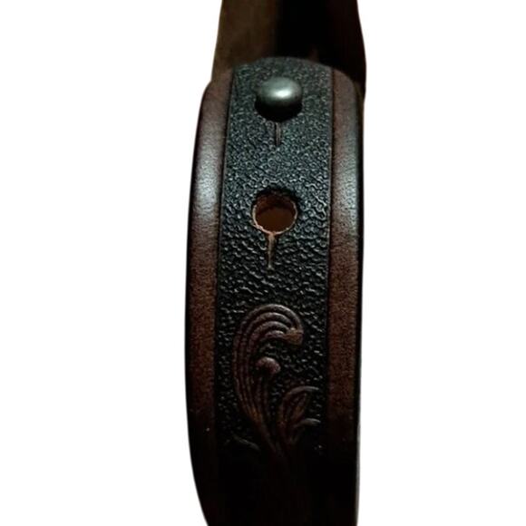 NEW Justin Dark Brown Tooled Leather Western Adjustable Cuff Bracelet - Picture 3 of 3